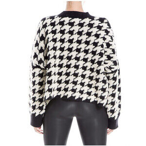 Max Studio Women's long sleeve Sweater Herringbone Black Beige Size S $108 NWT